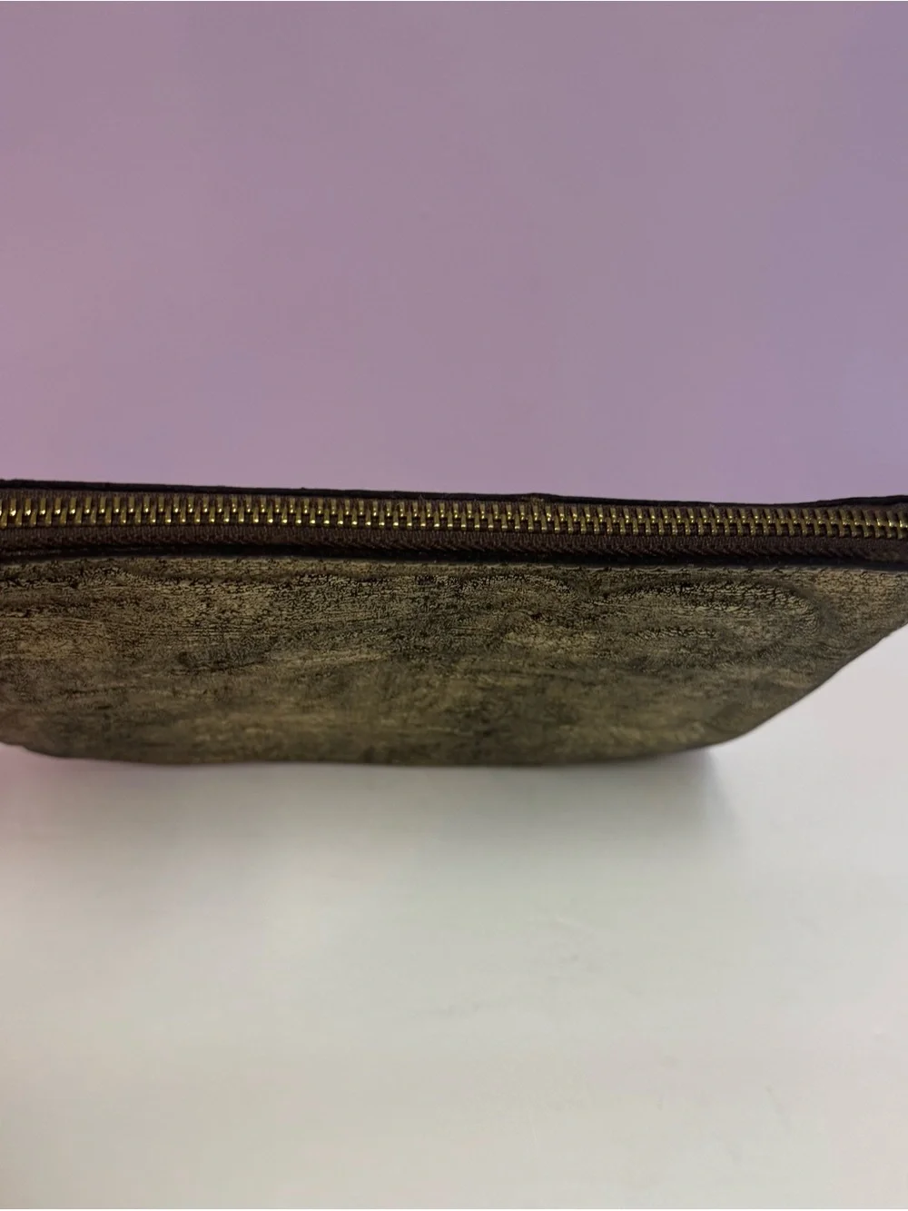 Patricia Nash Crackled Metallic Leather Zip Pouch Clutch